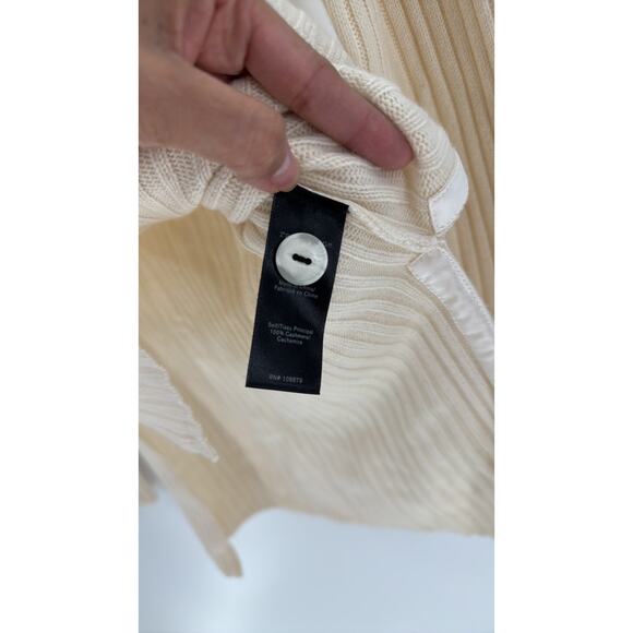 Rag & Bone Sweater Size S Ivory Cashmere Rib Knit Pullover Satin Shoulders hi lo - Picture 5 of 8